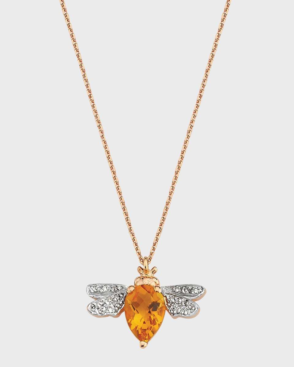 Diamond and Citrine Bee Necklace